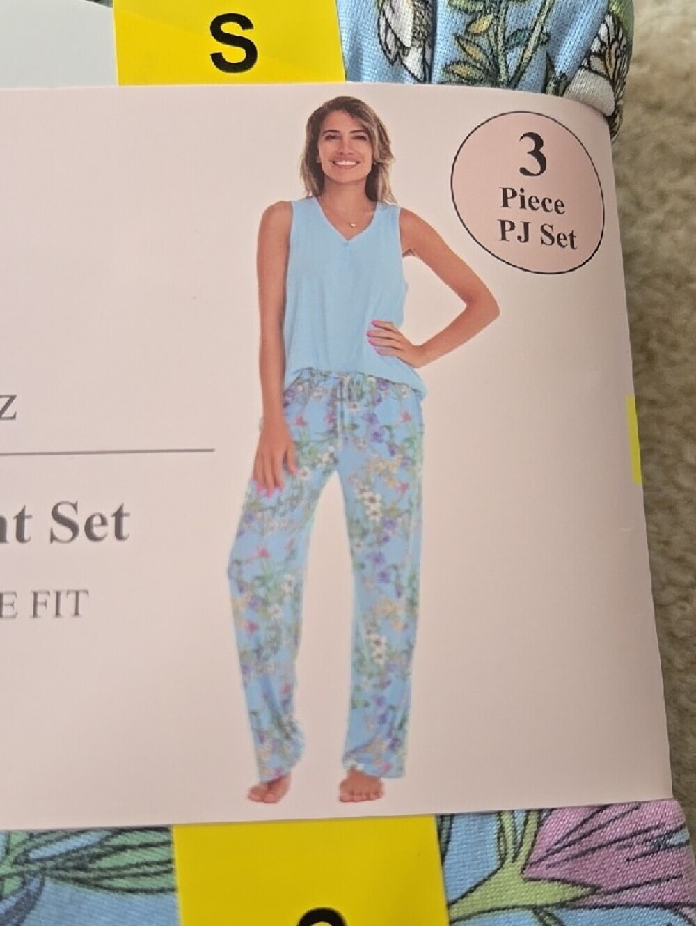 FN by Flora Nikrooz Blue Floral Robe, Tank & Pant Set - Picture 2 of 5